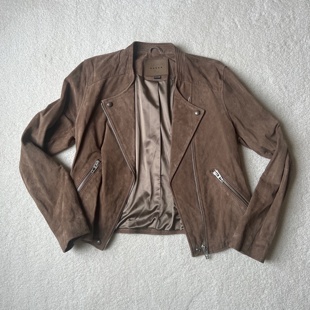 Suede Moto Jacket - Brown - BLANKNYC
